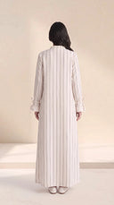 The Khalisa Pinstripe Abaya with Ruffle Cuffs