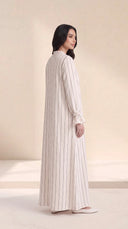 The Khalisa Pinstripe Abaya with Ruffle Cuffs