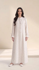 The Khalisa Pinstripe Abaya with Ruffle Cuffs
