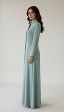The Fariha Wrap Collar Asymmetric Button Abaya