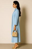 Aisha Baby Blue Scarf Neck Modest Dress - The Abaya Lab