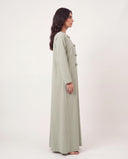 The Jawahir Knotted Button Detail Closed Abaya