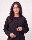 The Jawahir Knotted Button Detail Closed Abaya