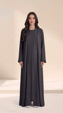 The Nada Embroidered Scallop-Trim Nida Abaya