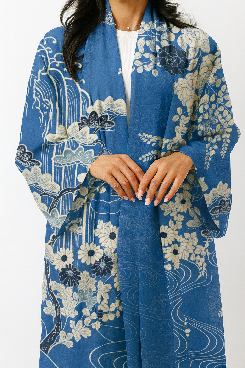 The Hind Blue Ocean Floral Print Abaya