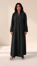The Lamya Pintuck Front & Tie Cuff Detail Abaya