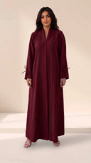 The Lamya Pintuck Front & Tie Cuff Detail Abaya