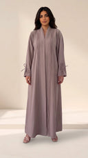 The Lamya Pintuck Front & Tie Cuff Detail Abaya