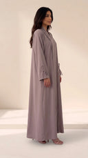 The Lamya Pintuck Front & Tie Cuff Detail Abaya