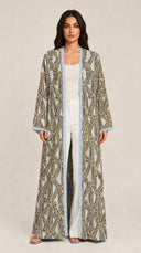 The Rimsha Bow Floral Abaya with Lace Trim