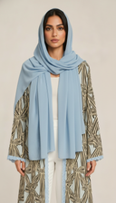 The Rimsha Bow Floral Abaya with Lace Trim