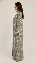 The Rimsha Bow Floral Abaya with Lace Trim