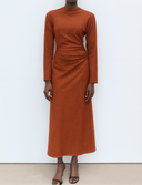The Burnt Orange Ruched Waist Dress