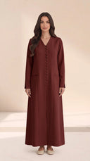 The Dina Covered Buttons & Patch Pockets Abaya