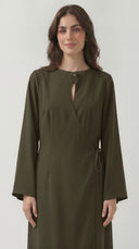 The Muznah Wrap-Front Abaya with Tie Detail