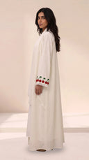 The Hoor Linen Blend Abaya with Cherry Embroidered Cuff Detail