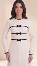 The Umniya Tailored Abaya with Bow & Contrast Trim Detail