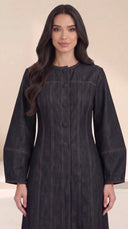 The Zuhra Button-Front Abaya with Contrast Topstitching