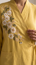 The Hajar Floral Embroidered Linen Blend Wrap Abaya
