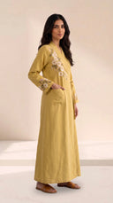 The Hajar Floral Embroidered Linen Blend Wrap Abaya