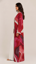 The Fayha Crochet Lace Abstract Print Abaya