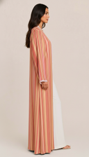 The Rowaida Crochet Lace Stripes Open Abaya