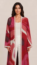 The Fayha Crochet Lace Abstract Print Abaya