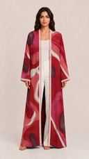 The Fayha Crochet Lace Abstract Print Abaya