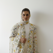 The Hamda Ivory Floral Abaya
