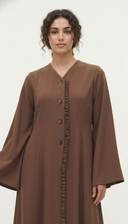 The Lareen Ruffle Trim Front-Open Abaya