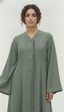 The Lareen Ruffle Trim Front-Open Abaya