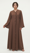 The Lareen Ruffle Trim Front-Open Abaya