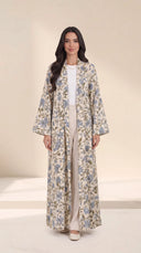 The Nisa Botanical Print Open-Front Abaya