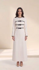 The Umniya Tailored Abaya with Bow & Contrast Trim Detail