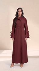 The Sanad Pleated Waist Abaya with Tie Cuffs