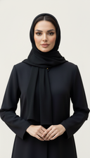 The Mona Heart Button Scallop Detail Abaya