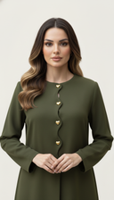 The Mona Heart Button Scallop Detail Abaya