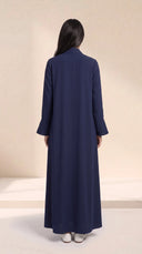 The Hadia Shawl Collar & Flared Cuffs Abaya in Navy