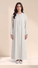 The Hafsa Classic Contrast Piping Abaya in Off White