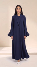 The Hadia Shawl Collar & Flared Cuffs Abaya in Navy