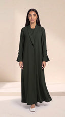 The Hadia Shawl Collar & Flared Cuffs Abaya in Green