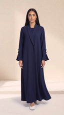 The Hadia Shawl Collar & Flared Cuffs Abaya in Navy