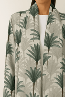 Ivory & Green Palm Print Mang Silk Abaya - TAL by The Abaya Lab