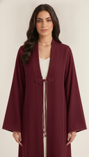 The Hawraa Pleated Collar Detail Abaya with Cord Tie Accent