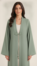 The Hawraa Pleated Collar Detail Abaya with Cord Tie Accent