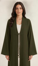 The Hawraa Pleated Collar Detail Abaya with Cord Tie Accent