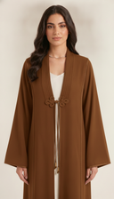 The Hawraa Pleated Collar Detail Abaya with Cord Tie Accent