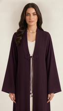 The Hawraa Pleated Collar Detail Abaya with Cord Tie Accent