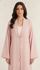 The Hawraa Pleated Collar Detail Abaya with Cord Tie Accent