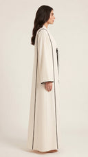 The Hawraa Pleated Collar Detail Abaya with Cord Tie Accent